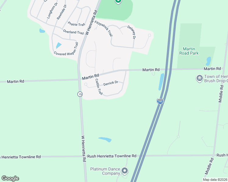 map of restaurants, bars, coffee shops, grocery stores, and more near 56 Caitlin Trail in West Henrietta