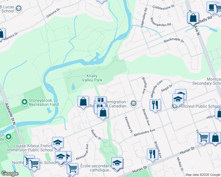 map of restaurants, bars, coffee shops, grocery stores, and more near 399 Ridgeview Court in London