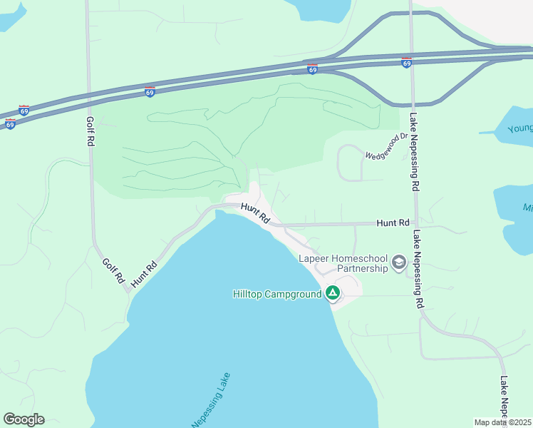 map of restaurants, bars, coffee shops, grocery stores, and more near 3722 Hunt Road in Lapeer