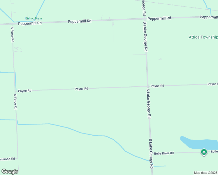 map of restaurants, bars, coffee shops, grocery stores, and more near 3855 Payne Road in Attica