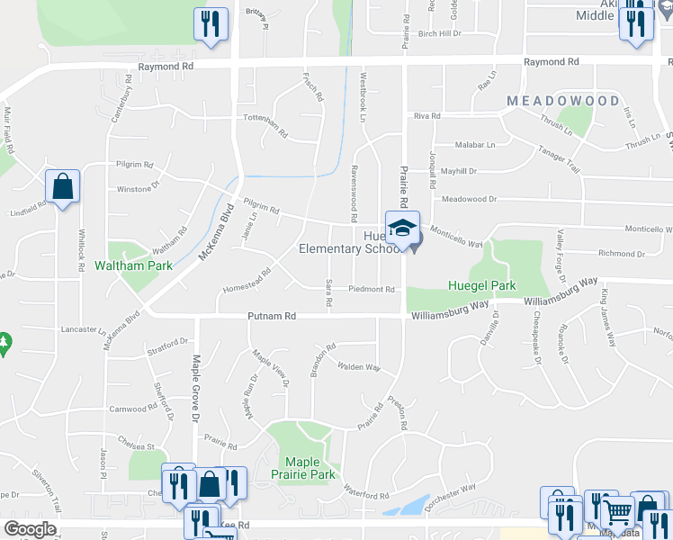 map of restaurants, bars, coffee shops, grocery stores, and more near 2610 Ravenswood Road in Madison
