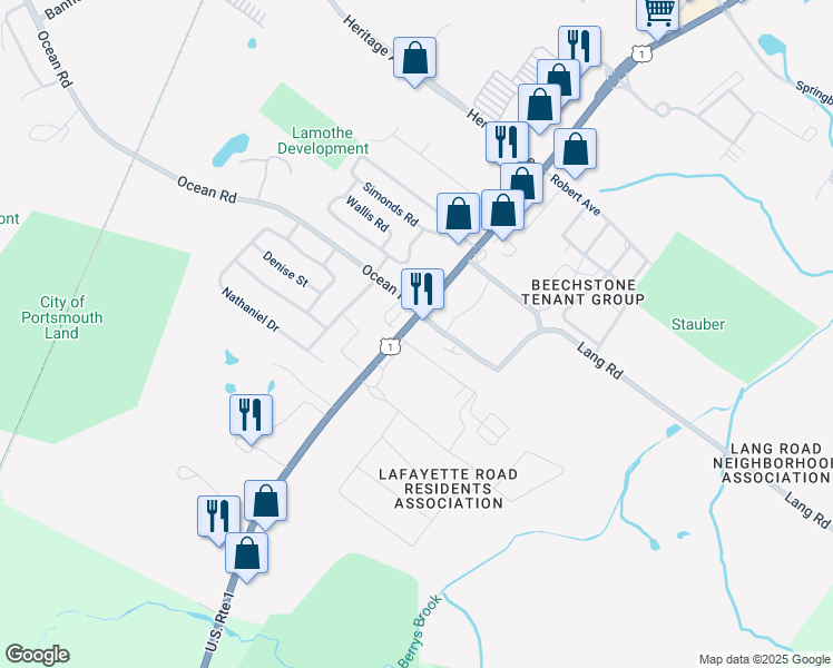 map of restaurants, bars, coffee shops, grocery stores, and more near 1 Desfosses Avenue in Portsmouth