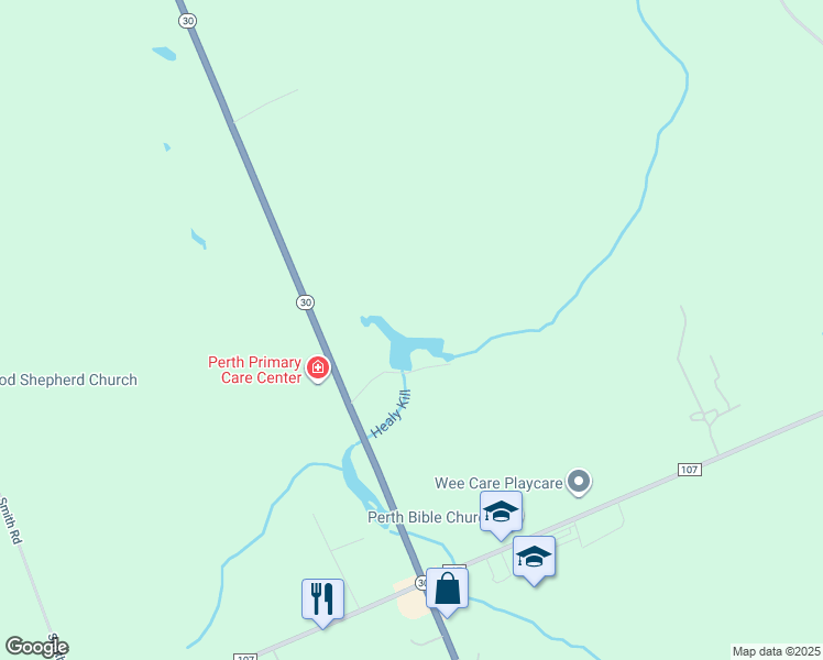map of restaurants, bars, coffee shops, grocery stores, and more near 112 Perthshire Dr in Amsterdam