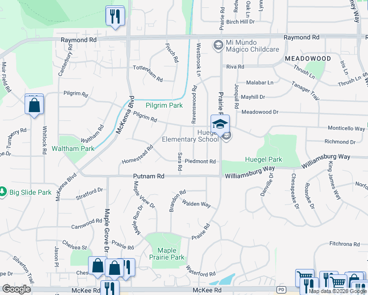 map of restaurants, bars, coffee shops, grocery stores, and more near 2610 Ravenswood Road in Madison