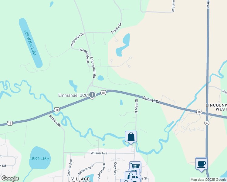 map of restaurants, bars, coffee shops, grocery stores, and more near County Highway Z & South Dousman Road in Oconomowoc