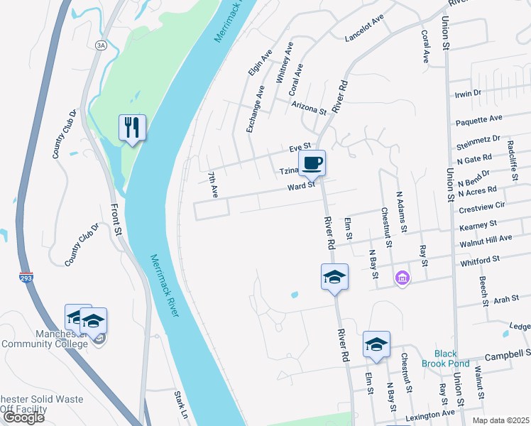 map of restaurants, bars, coffee shops, grocery stores, and more near 152 McCarthy Street in Manchester