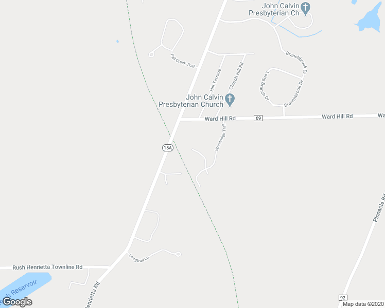 map of restaurants, bars, coffee shops, grocery stores, and more near 125 Woodridge Crossing in Henrietta