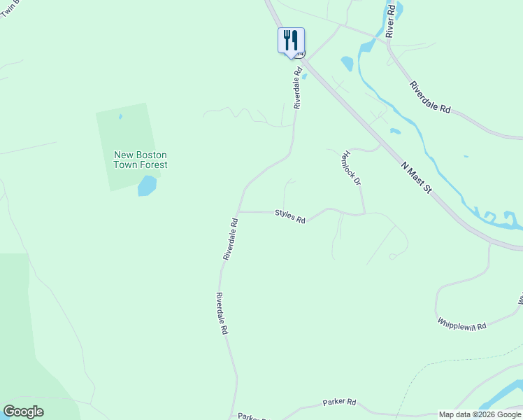 map of restaurants, bars, coffee shops, grocery stores, and more near 14 Styles Road in New Boston