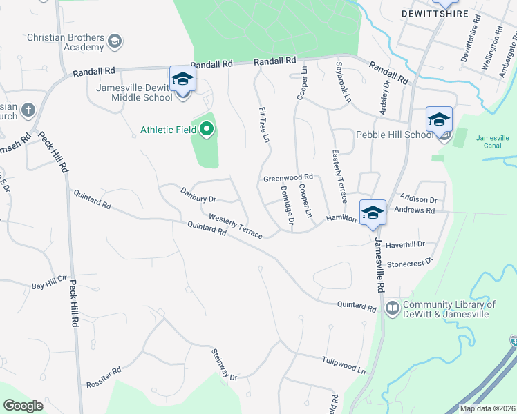 map of restaurants, bars, coffee shops, grocery stores, and more near 607 Hamilton Parkway in Jamesville