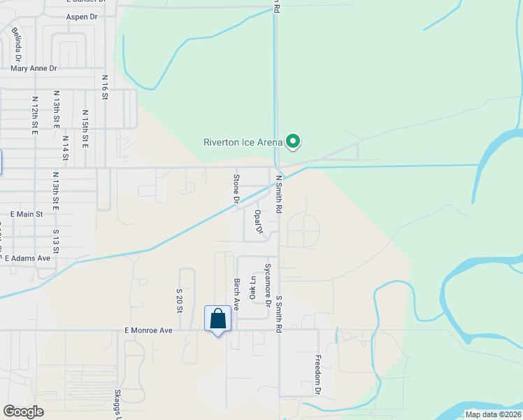 map of restaurants, bars, coffee shops, grocery stores, and more near 123 Opal Drive in Riverton
