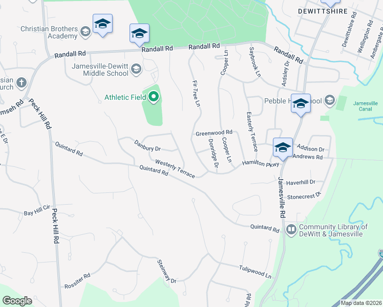 map of restaurants, bars, coffee shops, grocery stores, and more near 607 Hamilton Parkway in Jamesville