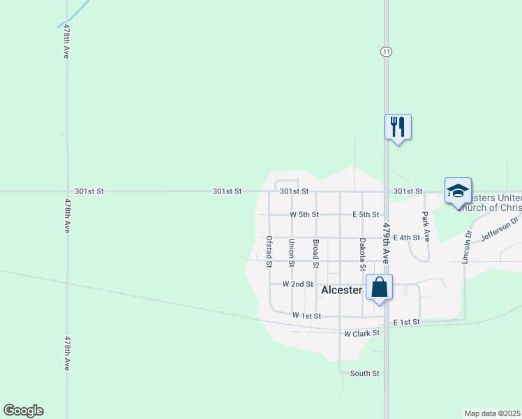 map of restaurants, bars, coffee shops, grocery stores, and more near 400-506 West 5th Street in Alcester