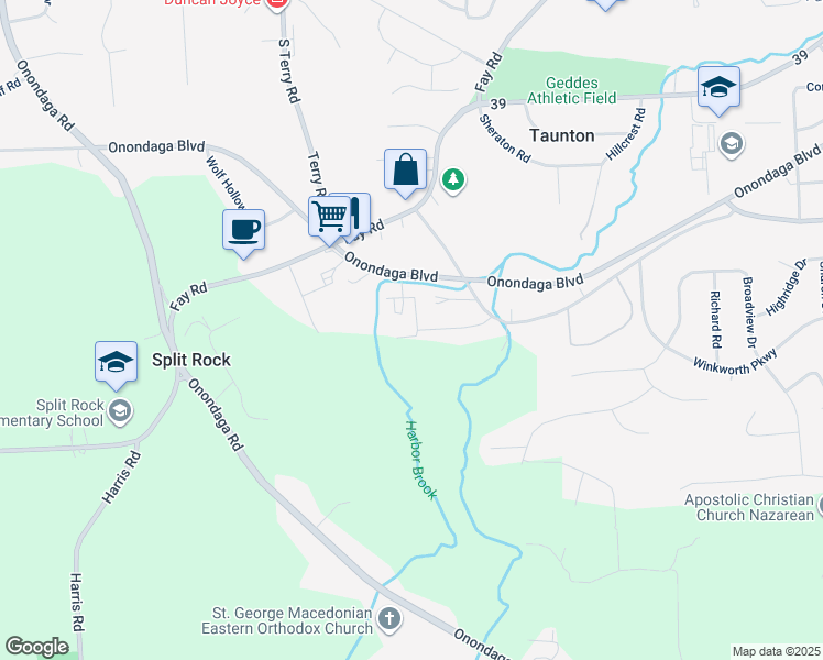 map of restaurants, bars, coffee shops, grocery stores, and more near 4330 Onondaga Boulevard in Syracuse