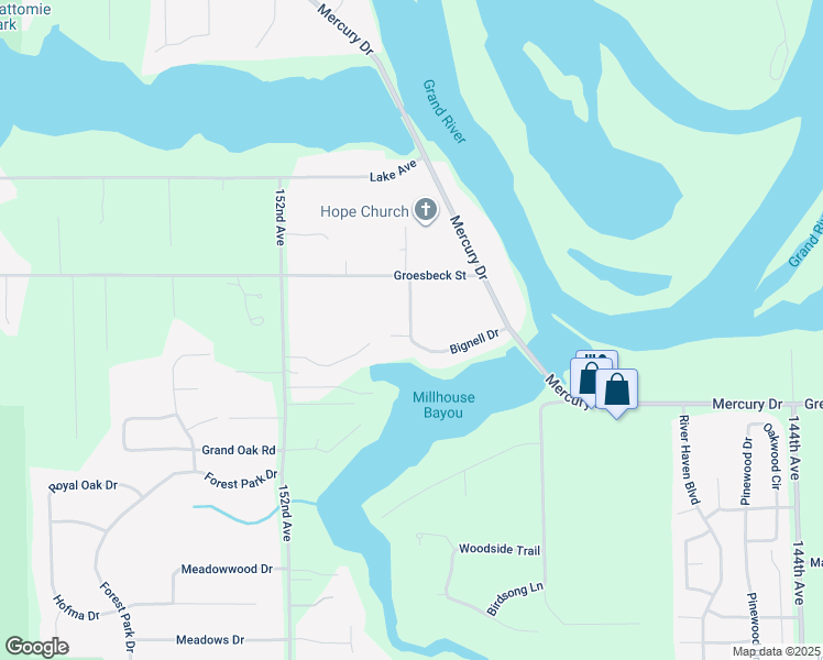 map of restaurants, bars, coffee shops, grocery stores, and more near 14994 Bignell Drive in Grand Haven