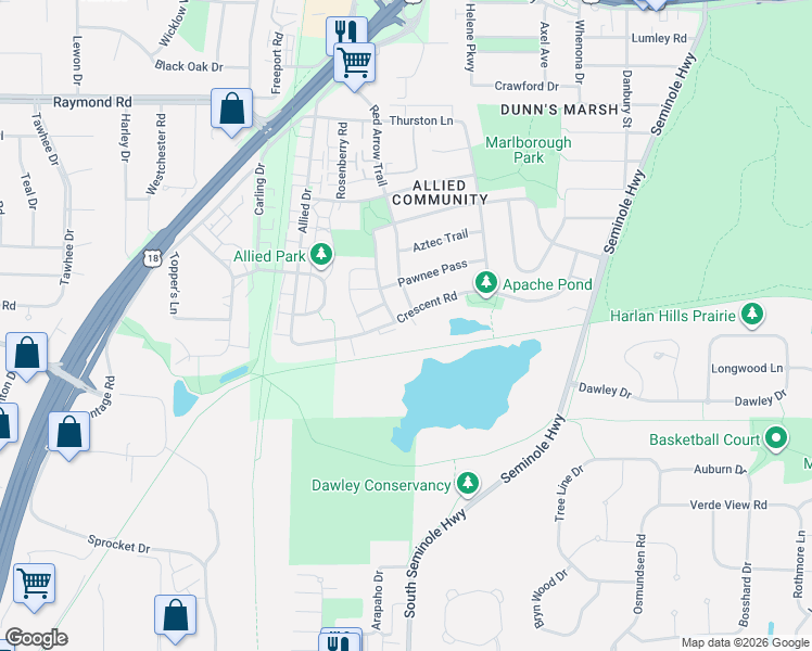 map of restaurants, bars, coffee shops, grocery stores, and more near 2510 Red Arrow Trail in Fitchburg