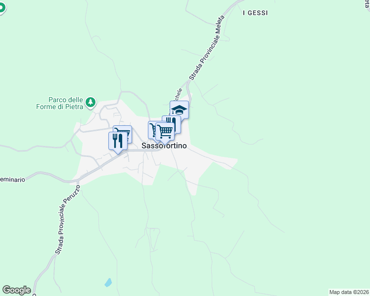 map of restaurants, bars, coffee shops, grocery stores, and more near 39 Via Camillo Benso Conte di Cavour in Sassofortino