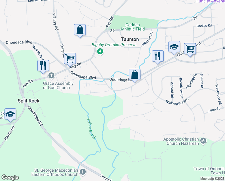 map of restaurants, bars, coffee shops, grocery stores, and more near 3410 Bellevue Avenue in Syracuse