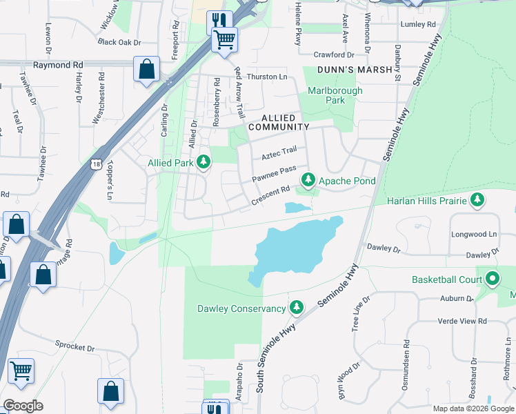 map of restaurants, bars, coffee shops, grocery stores, and more near 2510 Red Arrow Trail in Fitchburg