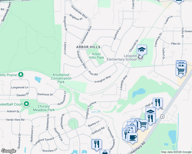 map of restaurants, bars, coffee shops, grocery stores, and more near 2918 Post Road in Madison
