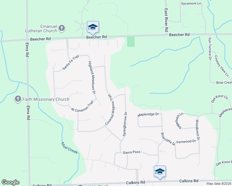 map of restaurants, bars, coffee shops, grocery stores, and more near 6192 Cimarron Trail in Flint