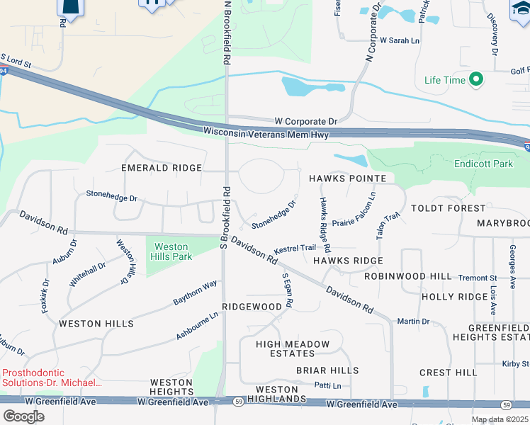 map of restaurants, bars, coffee shops, grocery stores, and more near 18620 Emerald Circle in Brookfield