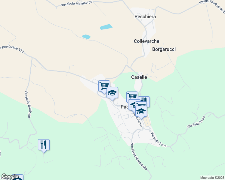 map of restaurants, bars, coffee shops, grocery stores, and more near 5 Via di Casina Nova in Paciano