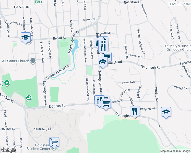 map of restaurants, bars, coffee shops, grocery stores, and more near in Syracuse