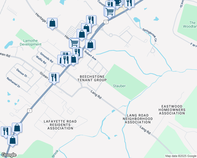 map of restaurants, bars, coffee shops, grocery stores, and more near 43 Beechstone in Portsmouth