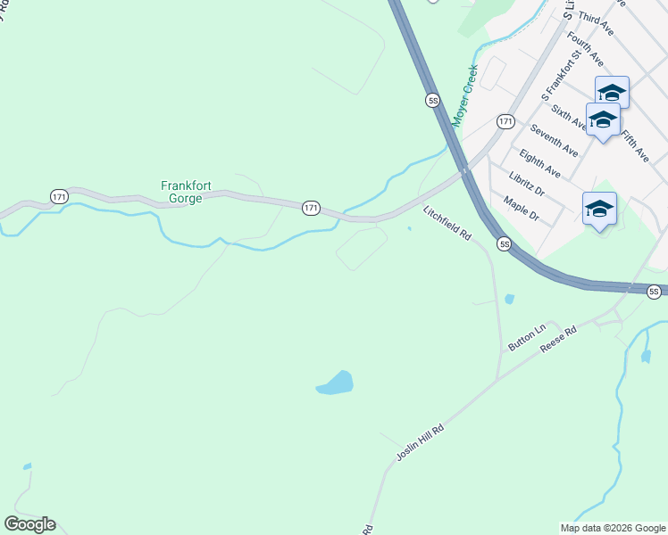 map of restaurants, bars, coffee shops, grocery stores, and more near 108 Irons Drive in Frankfort