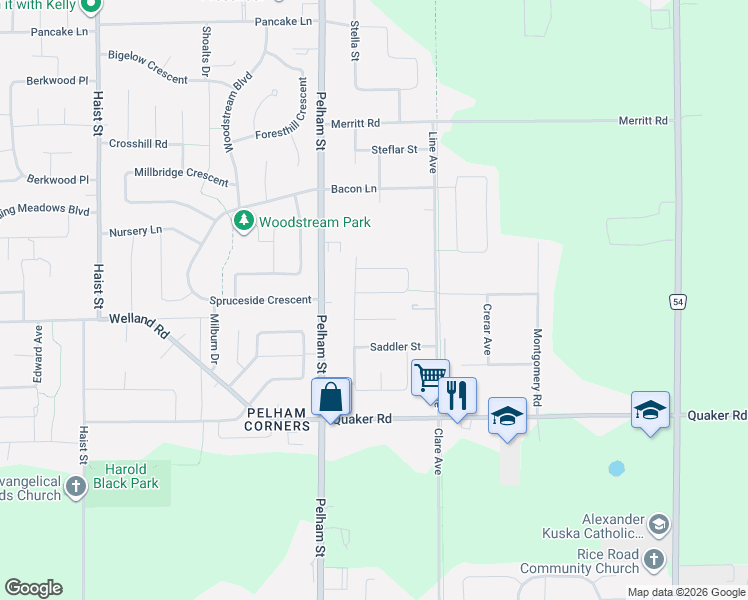 map of restaurants, bars, coffee shops, grocery stores, and more near 11 Willson Crossing in Pelham