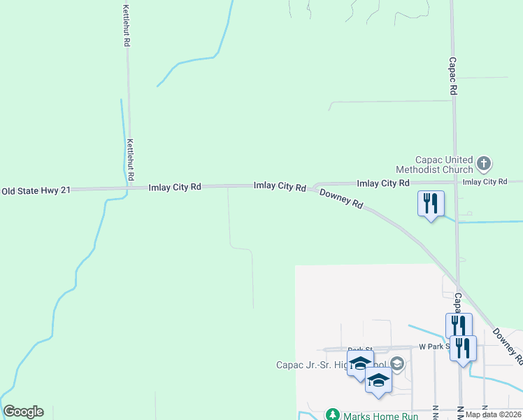 map of restaurants, bars, coffee shops, grocery stores, and more near 15289 Imlay City Road in Capac