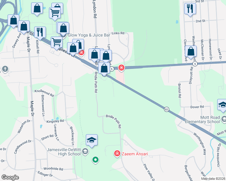 map of restaurants, bars, coffee shops, grocery stores, and more near 6900 Highbridge Road in Fayetteville