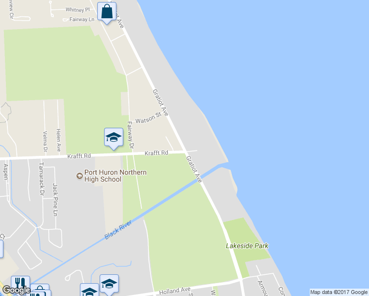 map of restaurants, bars, coffee shops, grocery stores, and more near 4006 Gratiot Avenue in Port Huron