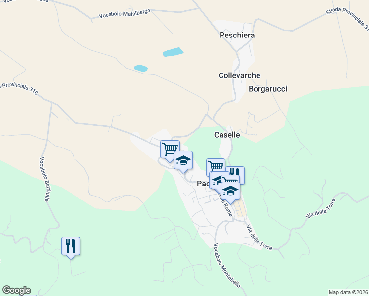 map of restaurants, bars, coffee shops, grocery stores, and more near 5 Via di Casina Nova in Paciano