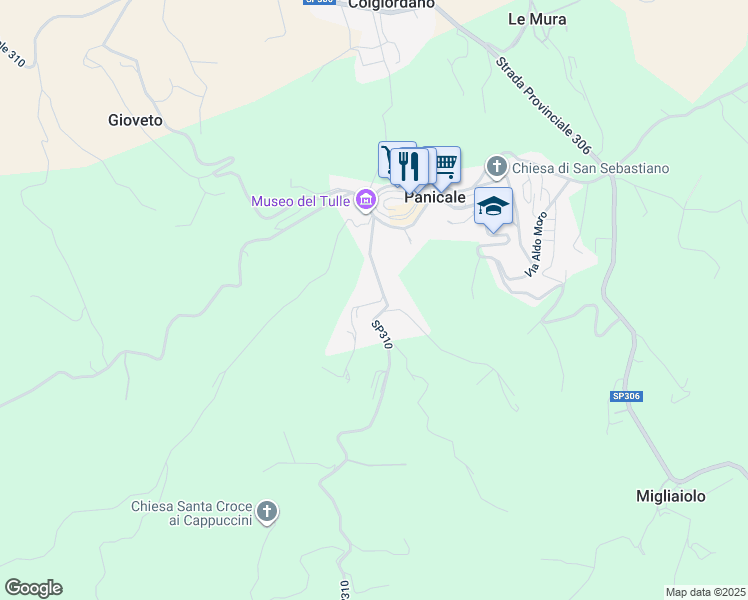 map of restaurants, bars, coffee shops, grocery stores, and more near 12 Via Antonio Gramsci in Panicale
