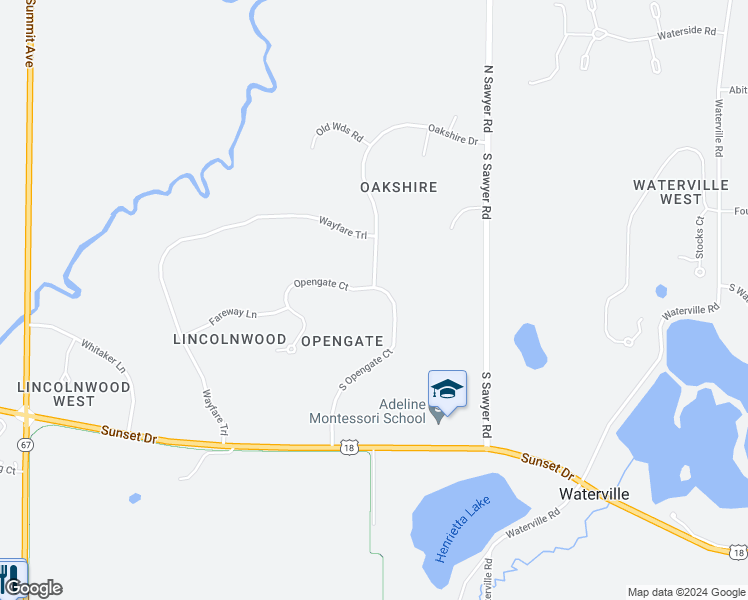 map of restaurants, bars, coffee shops, grocery stores, and more near 35111 Opengate Court in Oconomowoc
