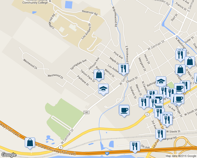 map of restaurants, bars, coffee shops, grocery stores, and more near 619 Jeffrey Street in Herkimer