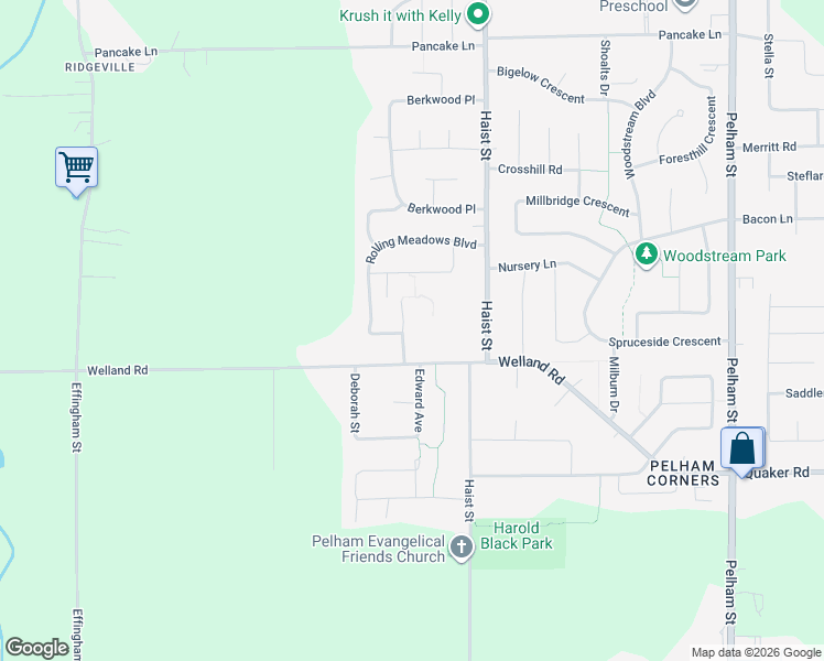 map of restaurants, bars, coffee shops, grocery stores, and more near 11 Rhodes Court in Pelham