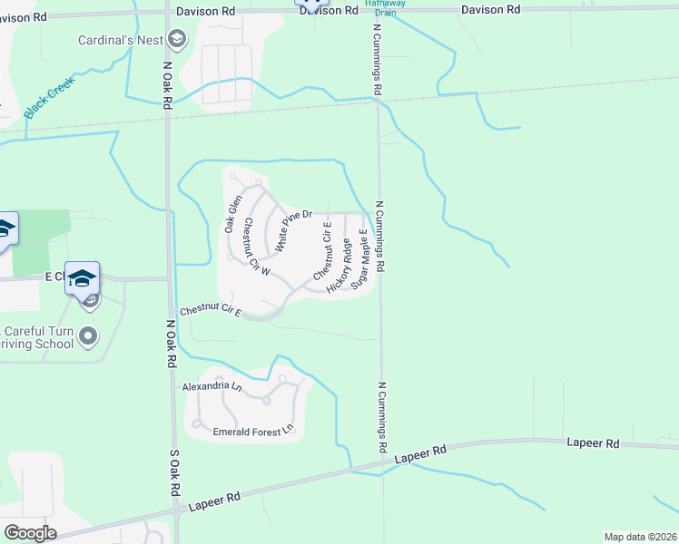 map of restaurants, bars, coffee shops, grocery stores, and more near 46 Hickory Ridge in Davison