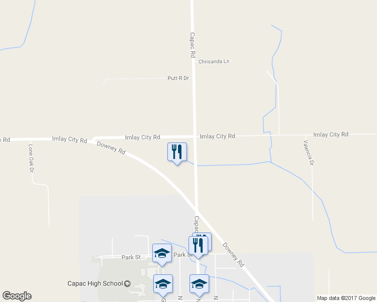 map of restaurants, bars, coffee shops, grocery stores, and more near 4473 Capac Road in Capac