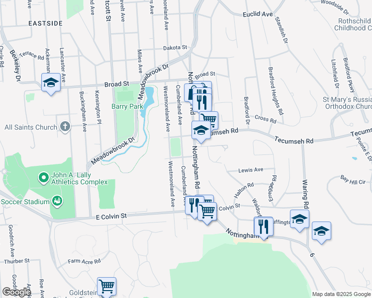 map of restaurants, bars, coffee shops, grocery stores, and more near in Syracuse