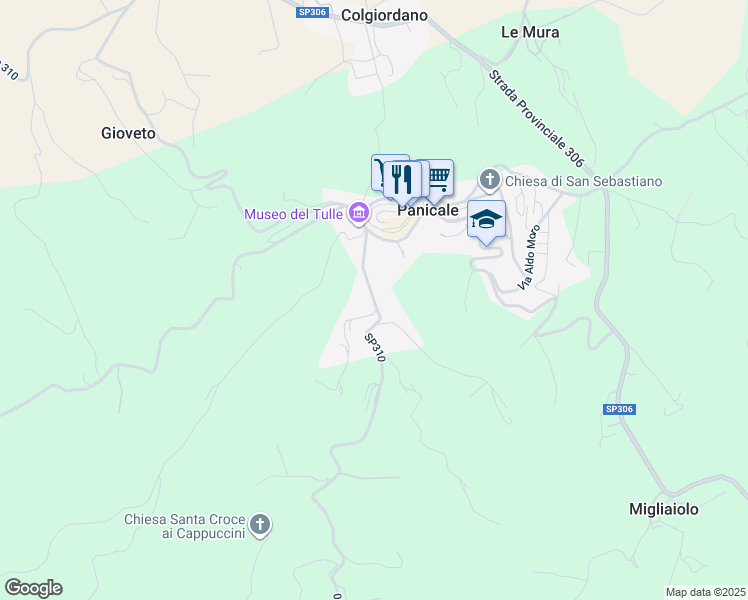 map of restaurants, bars, coffee shops, grocery stores, and more near 12 Via Antonio Gramsci in Panicale