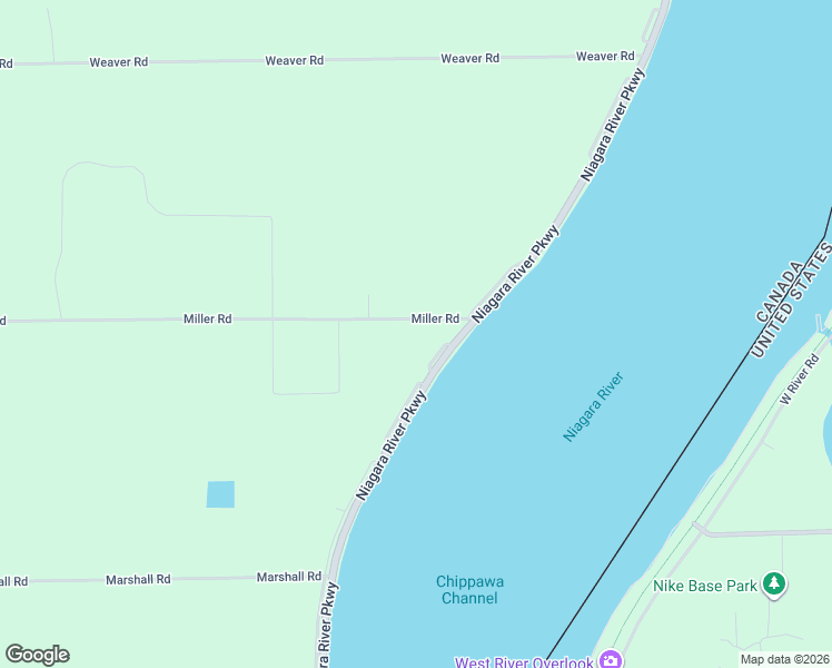 map of restaurants, bars, coffee shops, grocery stores, and more near 2482 Miller Road in Niagara Falls