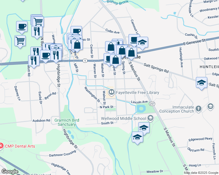map of restaurants, bars, coffee shops, grocery stores, and more near 301 Chapel Street in Fayetteville