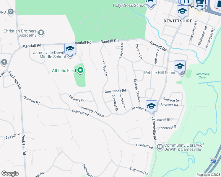 map of restaurants, bars, coffee shops, grocery stores, and more near 305 Greenwood Road in Syracuse