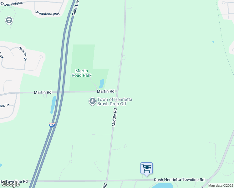 map of restaurants, bars, coffee shops, grocery stores, and more near 1280 Middle Road in Rush