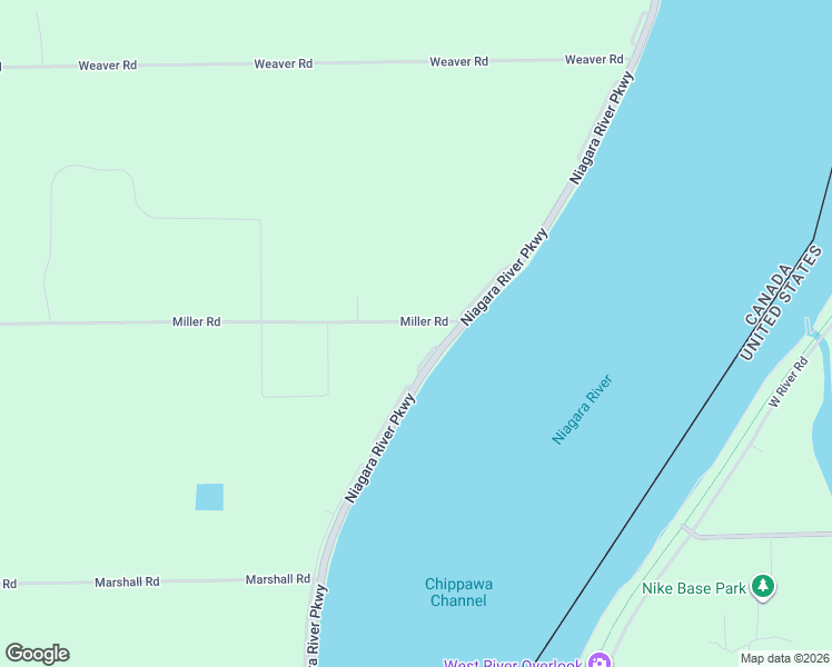 map of restaurants, bars, coffee shops, grocery stores, and more near 2482 Miller Road in Niagara Falls