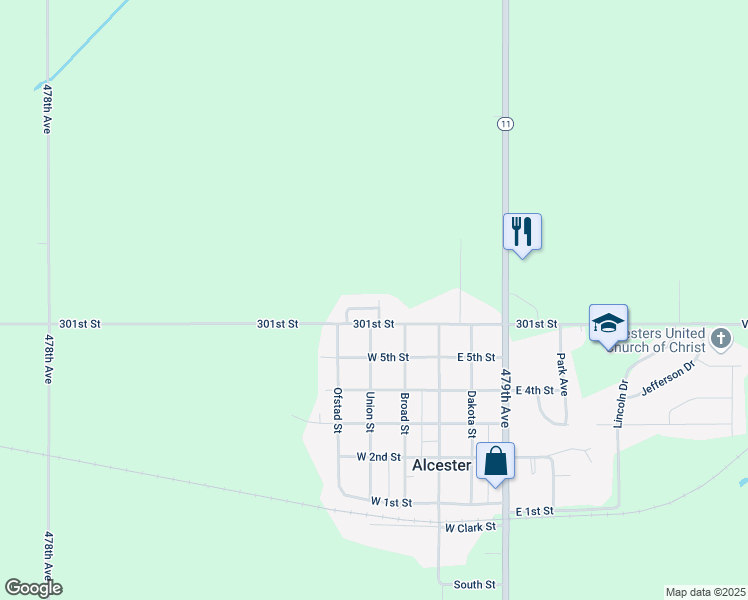 map of restaurants, bars, coffee shops, grocery stores, and more near 209-213 West 6th Street in Alcester