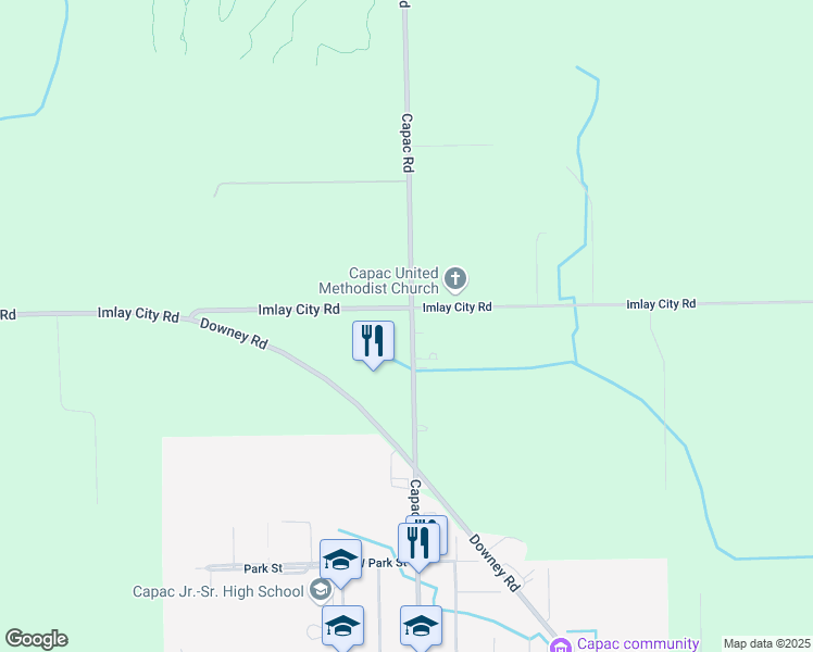 map of restaurants, bars, coffee shops, grocery stores, and more near 4473 Capac Road in Capac