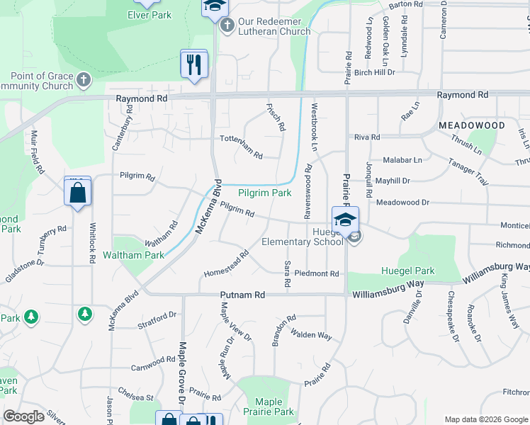 map of restaurants, bars, coffee shops, grocery stores, and more near 25 Pilgrim Circle in Madison